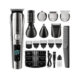 LCD Display Electric Shaver 6 in 1 Grooming Kit Waterproof Beard Trimmer with USB Rechargeable