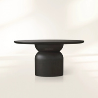 Table à manger ovale en bois avec piétement sculpté, table de dîner familiale en bois massif pour salle à manger et décoration intérieure