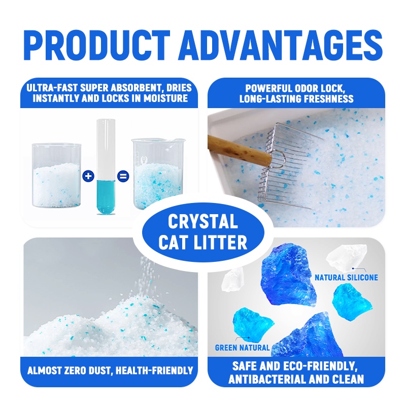 NO Brand Crystal Cat Litter Silica Gel - Eco-Friendly, Low Dust, Fast Clumping