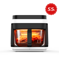 Friteuse à air numérique professionnelle sans huile 220 V en verre avec fonction tactile intelligente pour la cuisson des frites, prise US