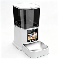 150 °   Dispensador Inteligente de Comida para Gatos con Cámara PTZ Gran Angular, Visión Nocturna de Doble Banda 2.4G/5G, Videollamada Bidireccional, Alimentador Automático para Mascotas de 5L