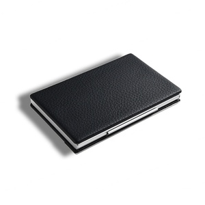 Office Luxury Metal <b>ID</b> Card <b>Holder</b> Pocket Metal Business PU Leather Name Card <b>Holder</b> - Product Image 4