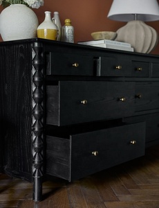 Mobilier de chambre à coucher de haute qualité <span class=keywords><strong>commode</strong></span> contemporaine française à 8 tiroirs en chêne massif <span class=keywords><strong>noir</strong></span> - Product Image 4