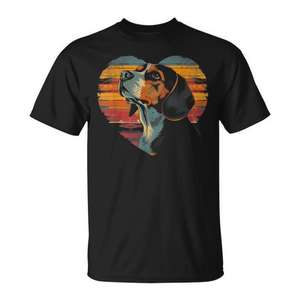 T-shirt rétro vintage en forme de cœur de chien Beagle pour femmes, enfants, maman, papa - Product Image 1
