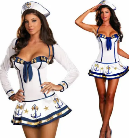 Sexy Ladies Sailor Fancy Dress Costume Little Miss Anchor Sailor Costume