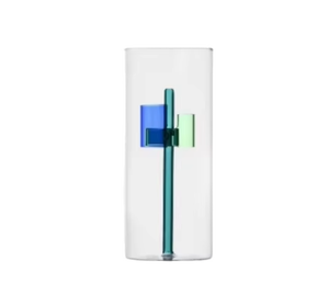 特注手吹き高ホウケイ酸ティールクリエイティブガラス花瓶シリンダーガラス花瓶家庭装飾用 - Product Image 1