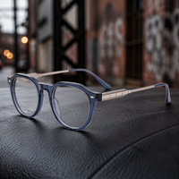En stock, lunettes optiques en acétate haut de gamme, montures de lunettes rondes à monture intégrale durables et élégantes, livraison rapide pour un usage quotidien