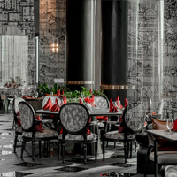 Chaises de salle à manger en bois sculpté antique, table à dîner en bois massif, ensemble complet de mobilier de luxe pour hôtels et restaurants