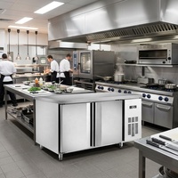 Table de préparation de pizzas à porte auto-fermante avec système de tuyauterie en cuivre pour les restaurants de restauration rapide, machine de refroidissement au gaz R290 pour Taco Bell