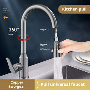 <span class=keywords><strong>Robinet</strong></span> de <span class=keywords><strong>cuisine</strong></span> en acier inoxydable 304 à poignée unique avec douchette extractible de 31,5 pouces, gris anthracite, pivotant à 360° pour <span class=keywords><strong>cuisine</strong></span> moderne - Product Image 3