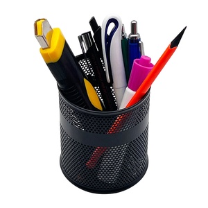 Custom Ronde Holle Metalen Zwarte Pen Potlood Beker Organizer Opslag Kantoor Accessoire Multifunctionele Sigle Potlood Houder
