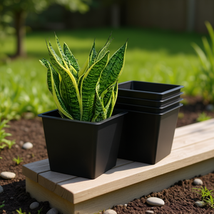 Vaso Quadrato per Piante da Vivaio 6.3 Pollici in Plastica con Drenaggio, Set da 5 Vasi da Giardino - Product Image 2