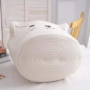 Panier de rangement multifonctionnel en coton tressé moderne, écologique, grand, pliable, en forme de cercle, avec oreilles de <span class=keywords><strong>chat</strong></span>, pour jouets, linge - Product Image 5