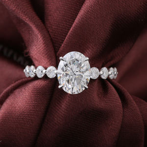 Классический стиль 10k кольцо из белого золота 3 карат большой размер овальным вырезом цветок обручальное кольцо, хорошее ювелирное изделие, кольца для влюбленных - Product Image 1