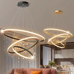 Plafonnier suspendu en acrylique au design moderne et contemporain, luminaire décoratif de plafond circulaire à Led, idéal pour un hôtel