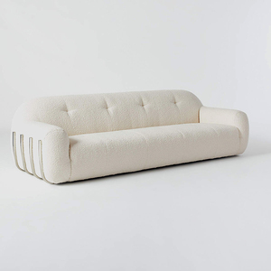 Sofá Vintage <span class=keywords><strong>blanco</strong></span> Estilo nórdico Wabi-Sabi conjunto de sofá muebles sala de estar moderno lujo 3 plazas sofá de tela de lana - Product Image 1