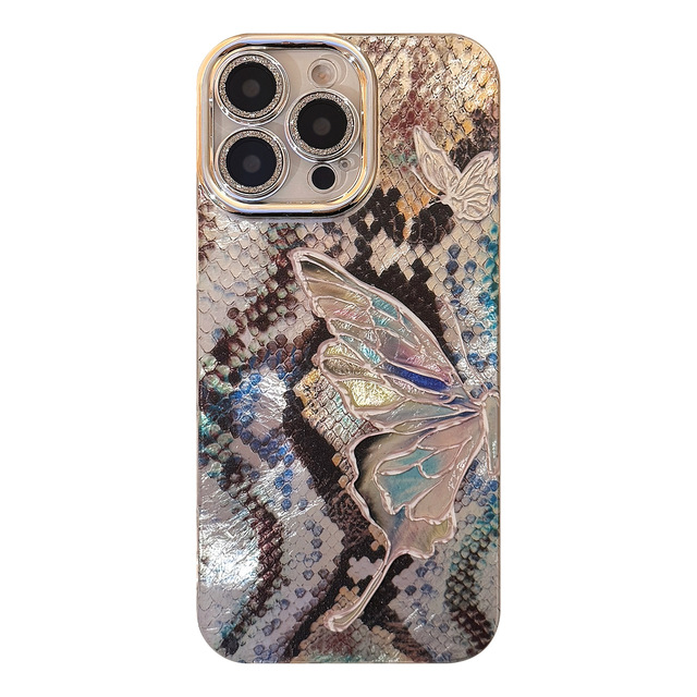 Artistic butterfly and python snake pattern Cover Case for 16 17 Promax mobile phone cases For iPhone 14 15