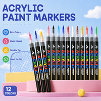 Ensemble de 48 marqueurs acryliques à pointe flexible à base d'eau pour peinture sur roche, bois, toile, céramique, bricolage artistique