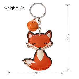 ميدالية مفاتيح لطيفة على شكل ثعلب من جلد البولي يوريثان، تعليقة حقيبة على شكل حيوان كرتوني مع جرس، حلقة مفاتيح سيارة، إكسسوارات هدايا عصرية - Product Image 6