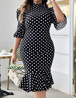 Robe tunique asymétrique à col rond et patchwork à pois avec impression personnalisée Robe sans souffle en polyester et élasthanne de marque avec logo personnalisé