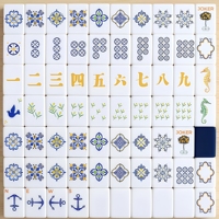 Juego de Mahjong Americano Personalizable, Resistente, Plegable, Ecológico, Portátil, Edición Capitán Azul y Amarillo para 4 Jugadores, Estilo Moderno