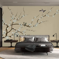 Papier peint mural classique chinois à motifs floraux et d'animaux, 54 pouces, pour restaurant chinois, revêtement mural en PVC, vinyle sur toile