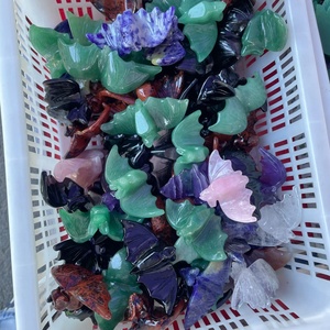 Figura de Murciélago de Piedras Preciosas Naturales Mixtas al por Mayor, <span class=keywords><strong>Aventurina</strong></span> <span class=keywords><strong>Verde</strong></span> y Sodalita, Cristal Curativo Reiki, Decoración de Altar de Halloween con Forma de Animal - Product Image 6