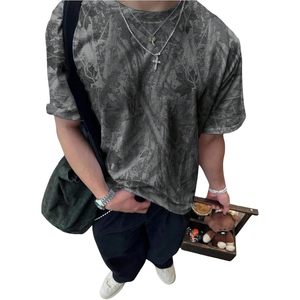 Camisetas Personalizadas de Manga Corta para Hombre, 100% Algodón, Estampado de Camuflaje con Hojas de Arce, Estilo Vintage, Ropa de Calle para Verano - Product Image 1