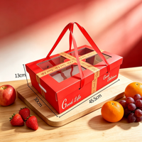 Boîte cadeau en papier rouge de luxe pour l'emballage des fruits avec logo personnalisé, boîte à fenêtre transparente
