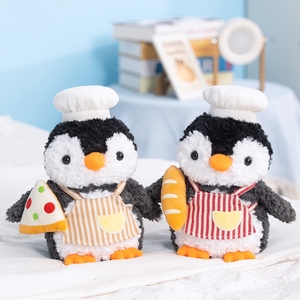 Peluche <span class=keywords><strong>Pingouin</strong></span> Chef en Velours Rose Exquis, Série Pâtisserie, avec Chapeau et Tablier, Motifs Pain, Biscuit, <span class=keywords><strong>Pizza</strong></span>, Jouet en Peluche, Vente en Gros, Fabrication OEM ODM Personnalisée - Product Image 2