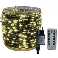 Guirnalda de Luces LED Decorativas para Exteriores, Jardín, Navidad, Bodas y Fiestas, 50 Metros, 24V, 8 Modos, Cable de Cobre Verde Oscuro, Impermeable IP65