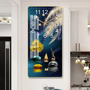 Living Room Decorative Fashion Modern Crystal Porcelain Wall Art luxury crystal wall clock and painting