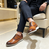 Chaussures en cuir pour hommes, baskets habillées à semelle épaisse, chaussures décontractées de bureau confortables, chaussures de marche décontractées