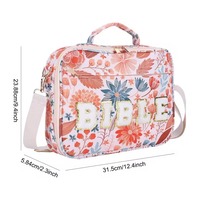 Housse de Bible portable en polyester imprimée pour femme, motif floral, simple, multi-usage, sac de transport pour livre, organisateur de journal, cadeau artistique