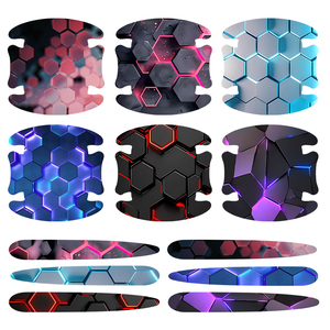 8PCS Adhesivos de Protección para Manijas de Puerta de Coche con Diseño de Panal de Abeja, Películas Protectoras de Pintura para Manijas de Puerta de Coche - Product Image 3