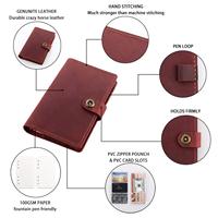 Carnet de notes en cuir rechargeable, carnet avec poches, carnet à anneaux 6 trous avec porte-stylo, personnalisable
