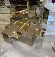 Nouvelle arrivée Table basse en diamant écrasé avec rangement Salon Table basse miroir avec rangement