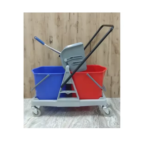 Chariot essoreur double seau 40 litres de qualité supérieure pour nettoyage de sols en hôtels, hôpitaux, commerces et industries - Product Image 6