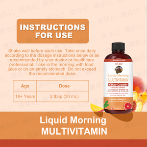 Gotas Multivitamínicas con Sabor a Durazno y Mango para la Salud de la Piel, Marca OEM, para Adultos, Gran Venta, Crecimiento del Cabello, para Hombres y Mujeres - Product Image 3