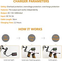 Baterai VICMILE 7.4V 2000mAh 2S dengan Konektor SM-2P (2 Buah) untuk Kapal, 1000 Siklus