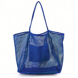 Sac de courses en filet pliable réutilisable, sac de plage en filet portable pour pique-nique et vacances - Product Image 1