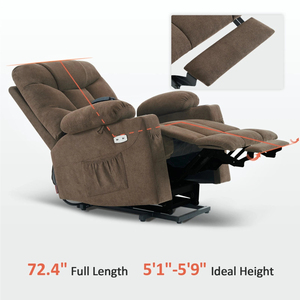 Sillón <span class=keywords><strong>Reclinable</strong></span> Eléctrico 2026 <span class=keywords><strong>con</strong></span> Masaje y Calefacción, Puerto USB, Sofá de Terciopelo, Color Marrón - Product Image 5