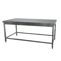 Table de cuisine professionnelle en acier inoxydable, base ouverte, deux niveaux, roulettes, capacité de charge de 1000 kg/m, pour hôtels et restaurants