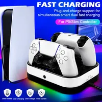 Station de charge pour manette compatible avec PS5 et Edge, station de charge rapide avec câble pour manette PS5/EDGE