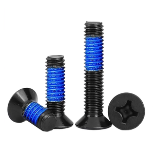 Tornillo Métrico de Acero al Carbono con Cabeza Plana y Fondo Cónico, Antiaflojamiento, Recubierto con Pegamento Azul, Tamaños M2-M8 - Product Image 5