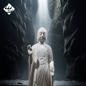Sculpture de <span class=keywords><strong>Bouddha</strong></span> debout en marbre blanc, faite à la main et personnalisée, avec processus de sculpture de surface simple et réduite en hauteur, pour <span class=keywords><strong>club</strong></span> haut de gamme - Product Image 2