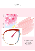 Monture de lunettes œil-de-chat tendance pour femme, design color block, en TR90 léger, modèle 96021-3