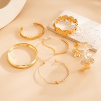 Ensemble de bracelets joncs ondulés empilables style bohème rétro pour femme, tendance, manchette ouverte, accessoires de poignet, bijoux