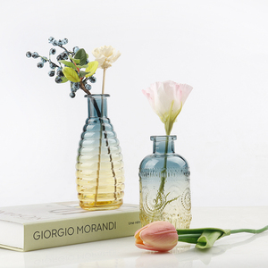 Jarrón de capullo ovalado pequeño elegante personalizado, jarrón de cristal azul de diseño Simple moderno para <span class=keywords><strong>baño</strong></span> de boda, para <span class=keywords><strong>flores</strong></span> u otras decoraciones - Product Image 3