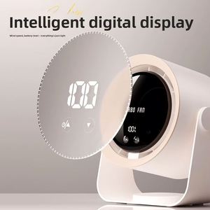 <b>Mini</b> Portable <b>USB</b> Rechargeable <b>Fan</b> 100 Speeds Stepless 3D Soft Airflow LED Display Desktop/Wall Mount Ultra Low Noise Cooling - Product Image 5